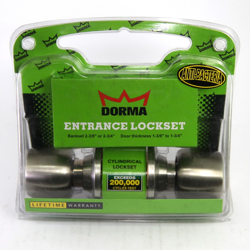 Dorma Entrance Cylindrical Knob Lockset DA3 Demen Finishes US32D Standard Stainless Steel